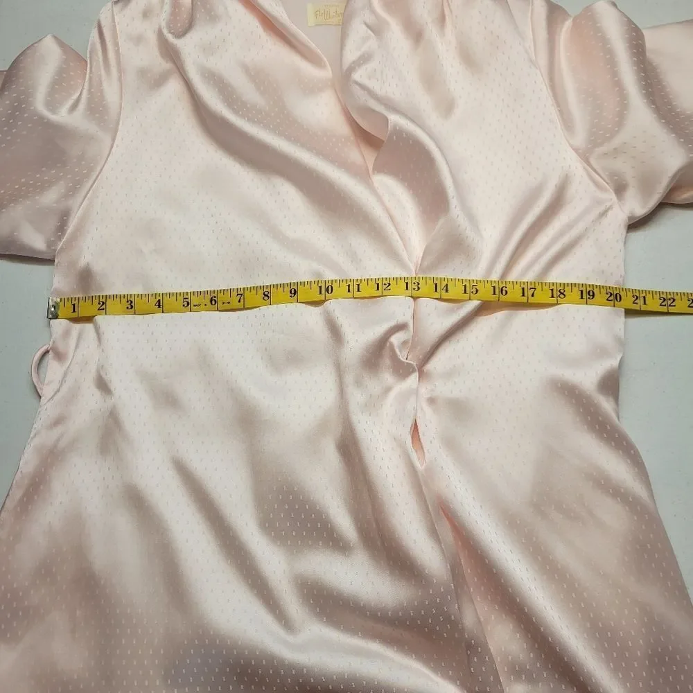 Flo Weinberg Vintage Elegant Pink Satin Robe Fleece Lined